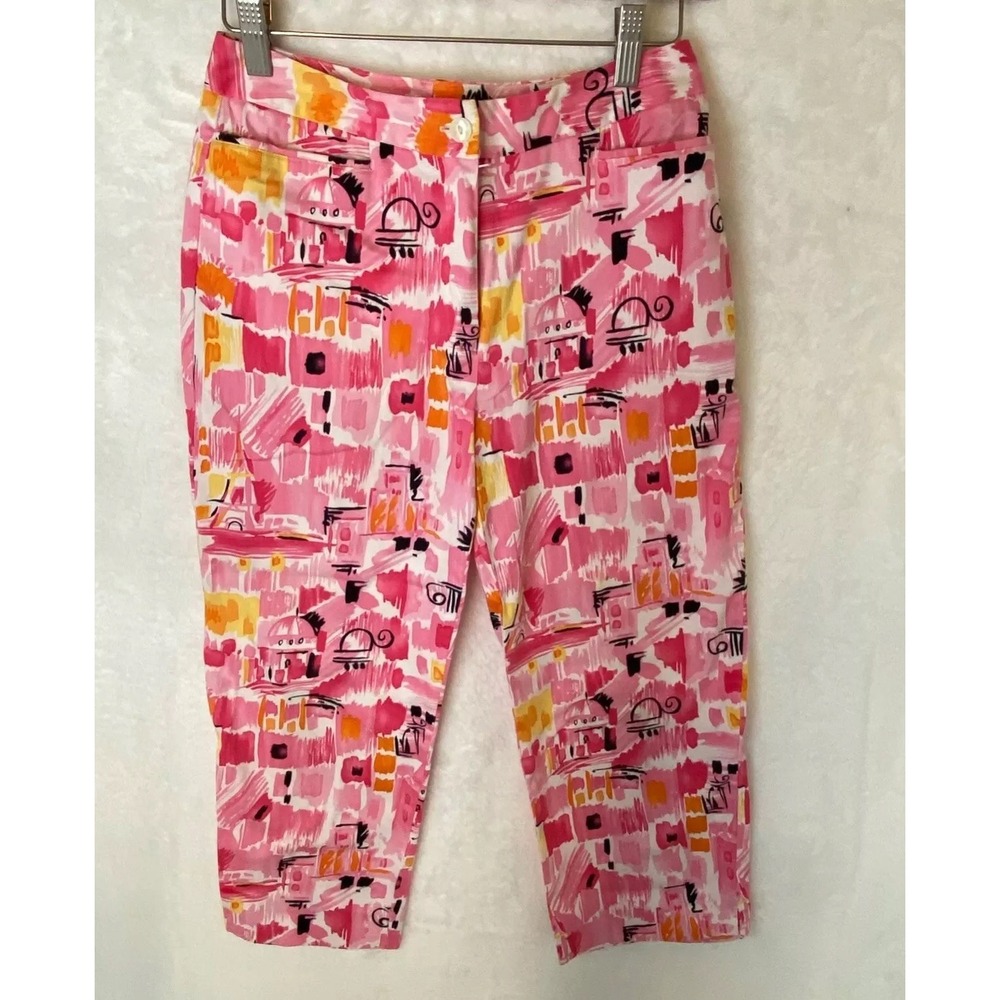 Peck & Peck Petite Pants Womens Size 2 City Pink Golf Capri‎ Flat Front Pockets